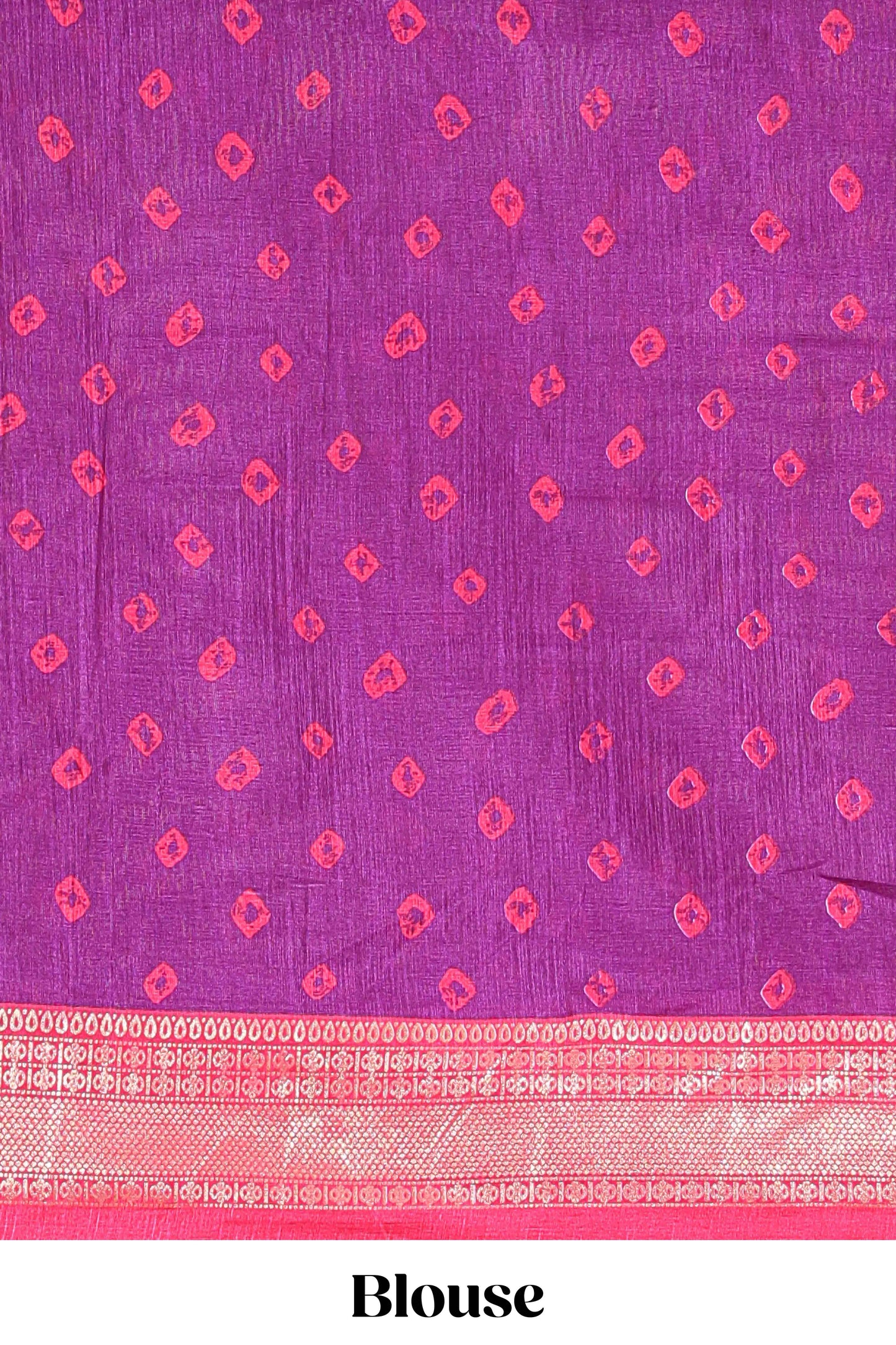 Pink dola silk bandhani designer lehenga with contrast blouse and dhavani