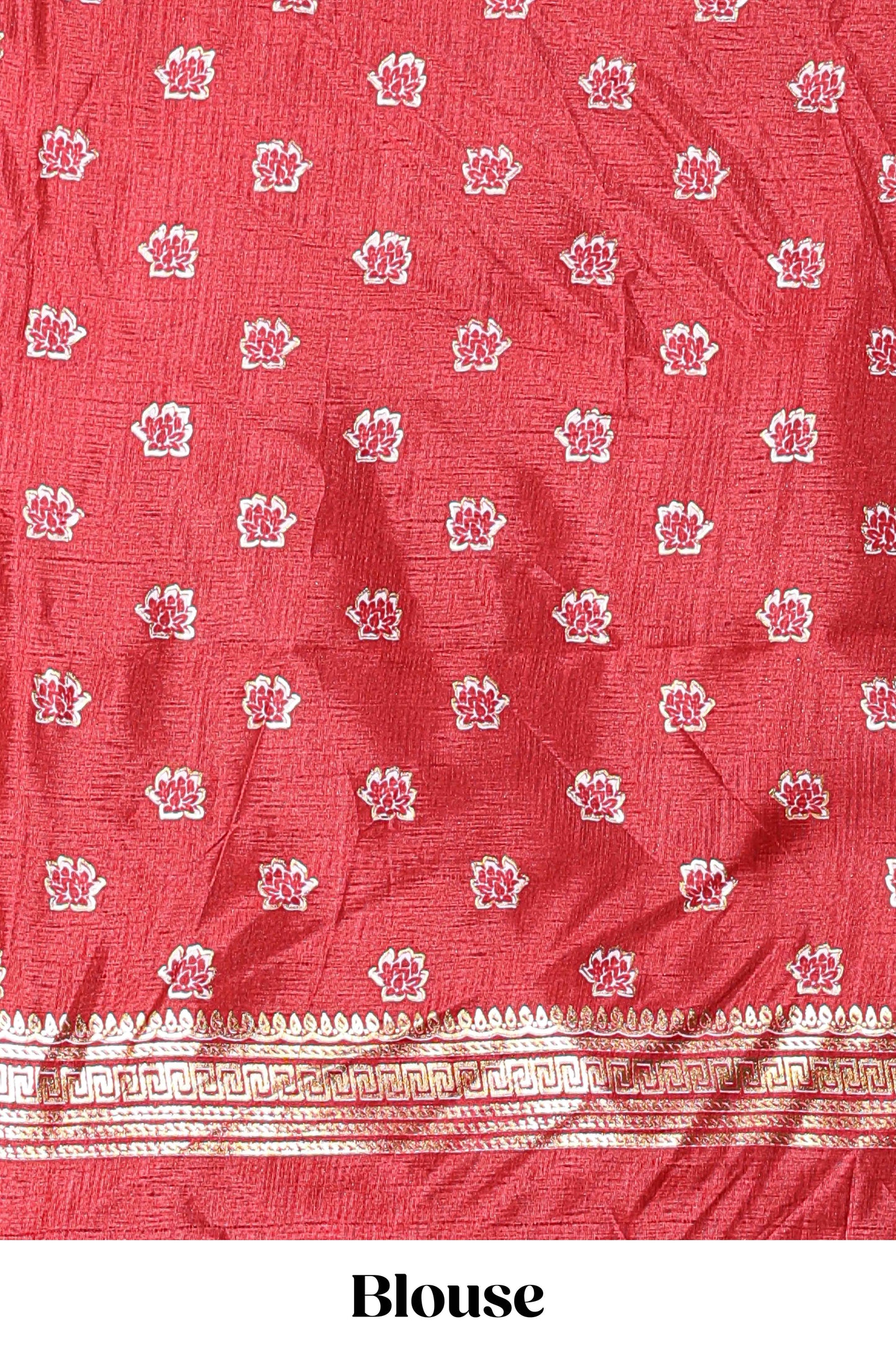 Cream dola silk floral printed lehenga with contrast blouse and dhavani