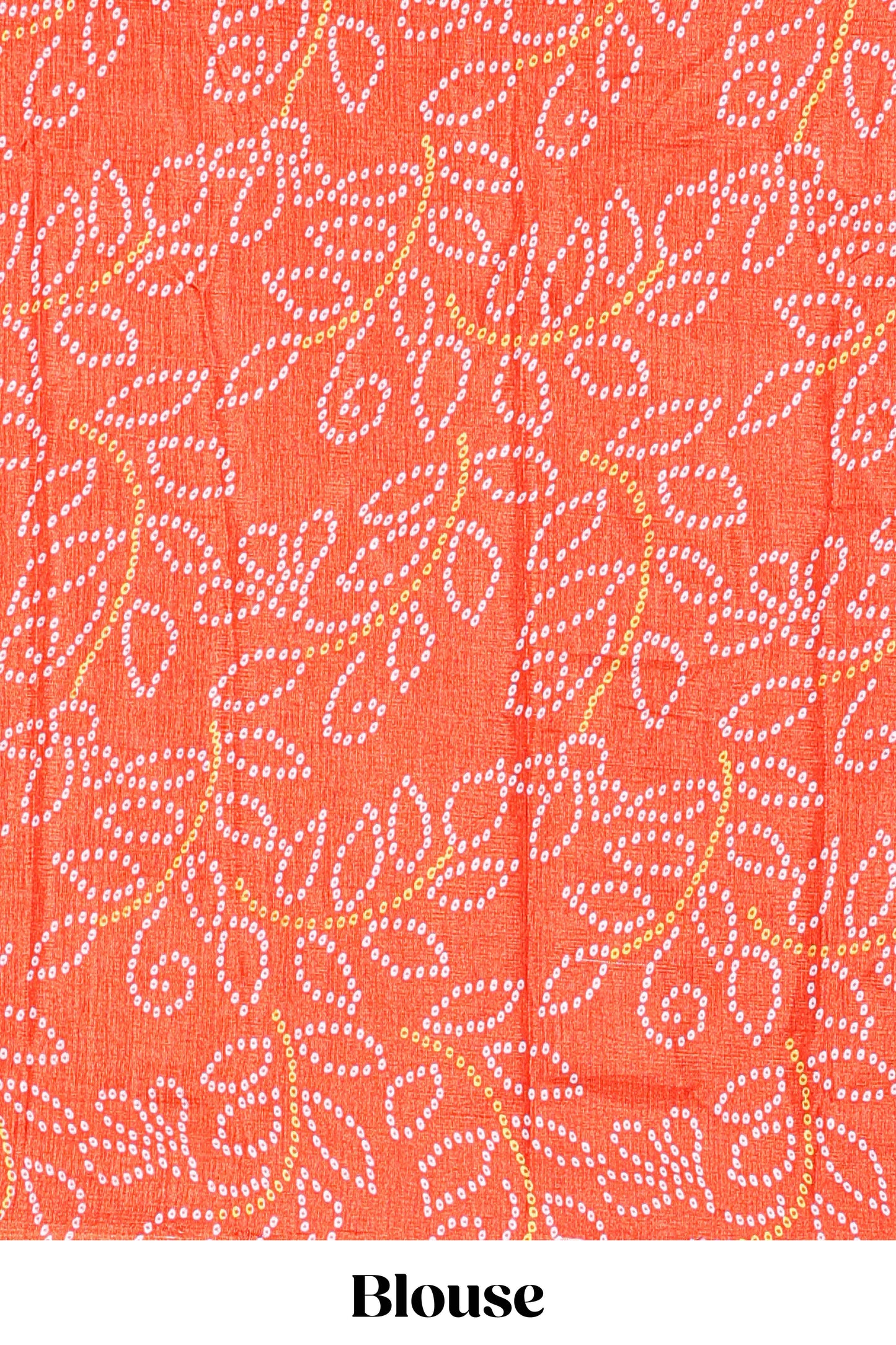 Yellow dola silk bhandani elephant and floral printed lehenga with contrast blouse and dhavani