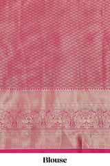 Lavender jacquard floral zari design half saree with contrast zari border and dhavani
