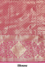 Lavender jacquard floral zari design half saree with contrast zari border and dhavani