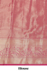 Mustard jacquard floral zari design half saree with contrast zari border and dhavani