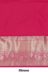 Green jacquard birds and floral zari design half saree with contrast zari border and dhavani
