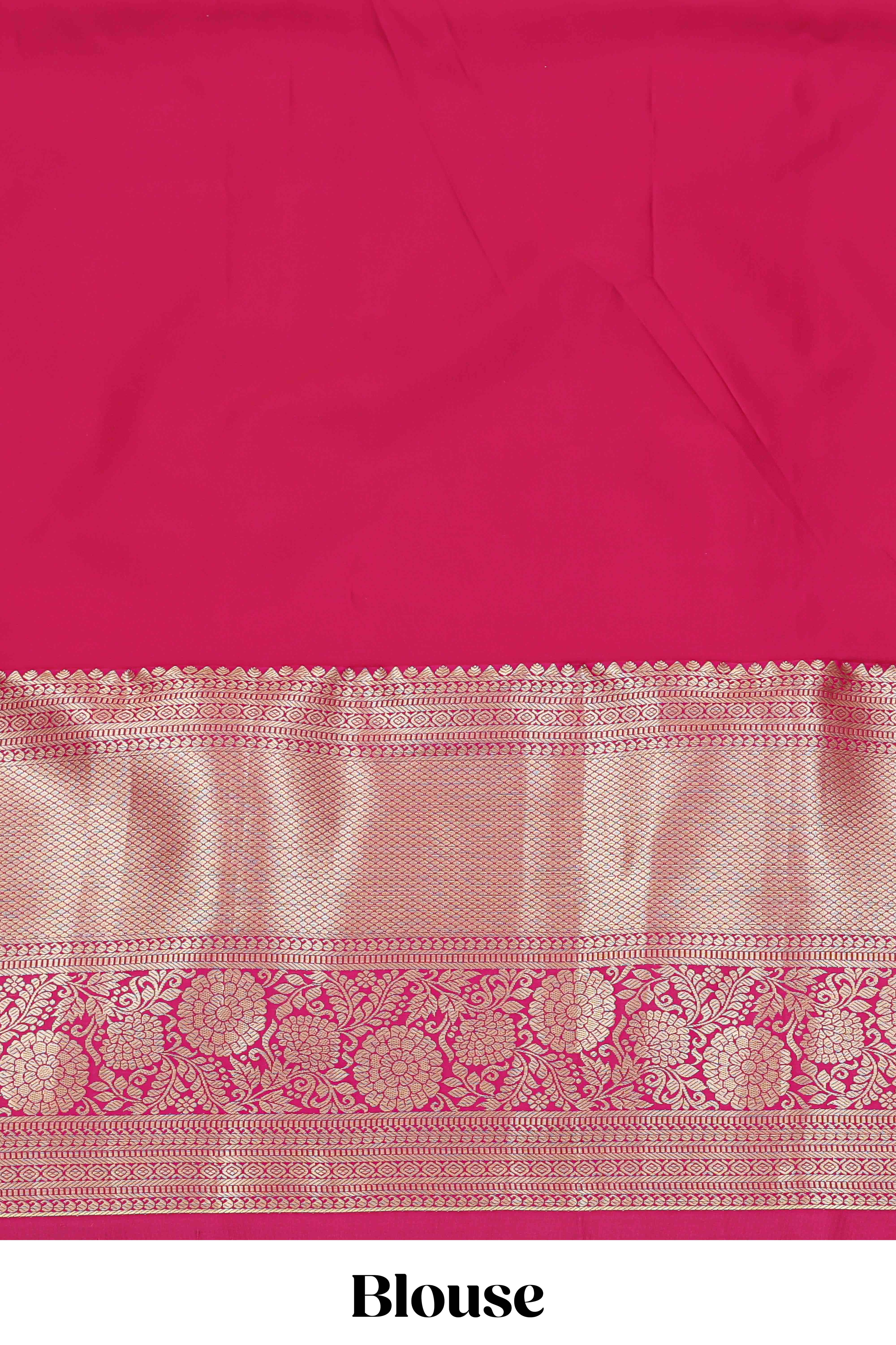 Green jacquard birds and floral zari design half saree with contrast zari border and dhavani