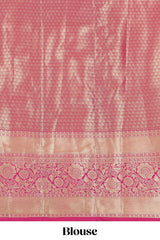 Pastel lavender jacquard floral zari design half saree with contrast zari border and dhavani