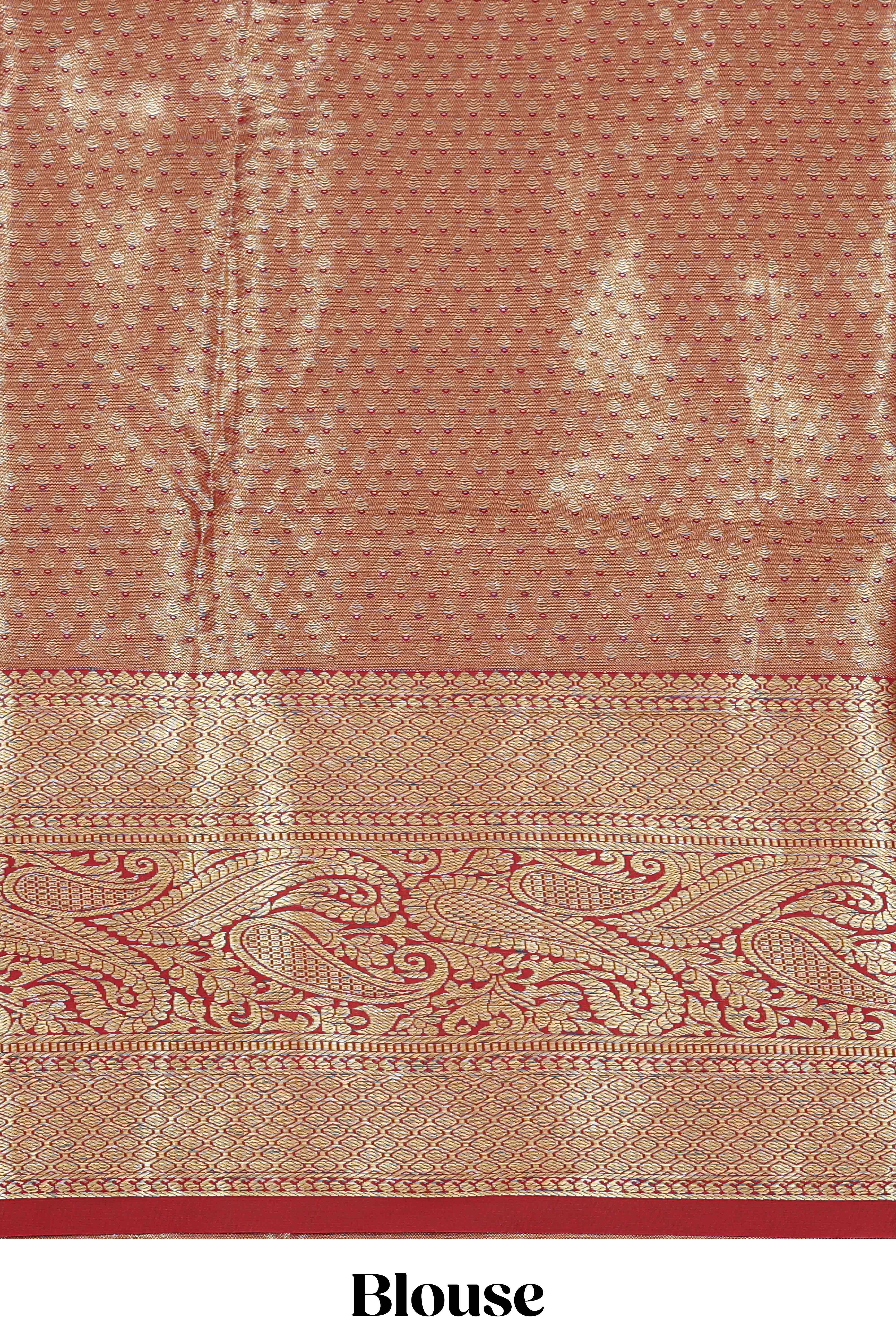 Forest green jacquard floral zari design half saree with contrast zari border and dhavani