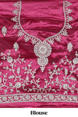 Beautiful net lehenga with intricate embroidery stone work and contrast border paired with a contrast net shawl