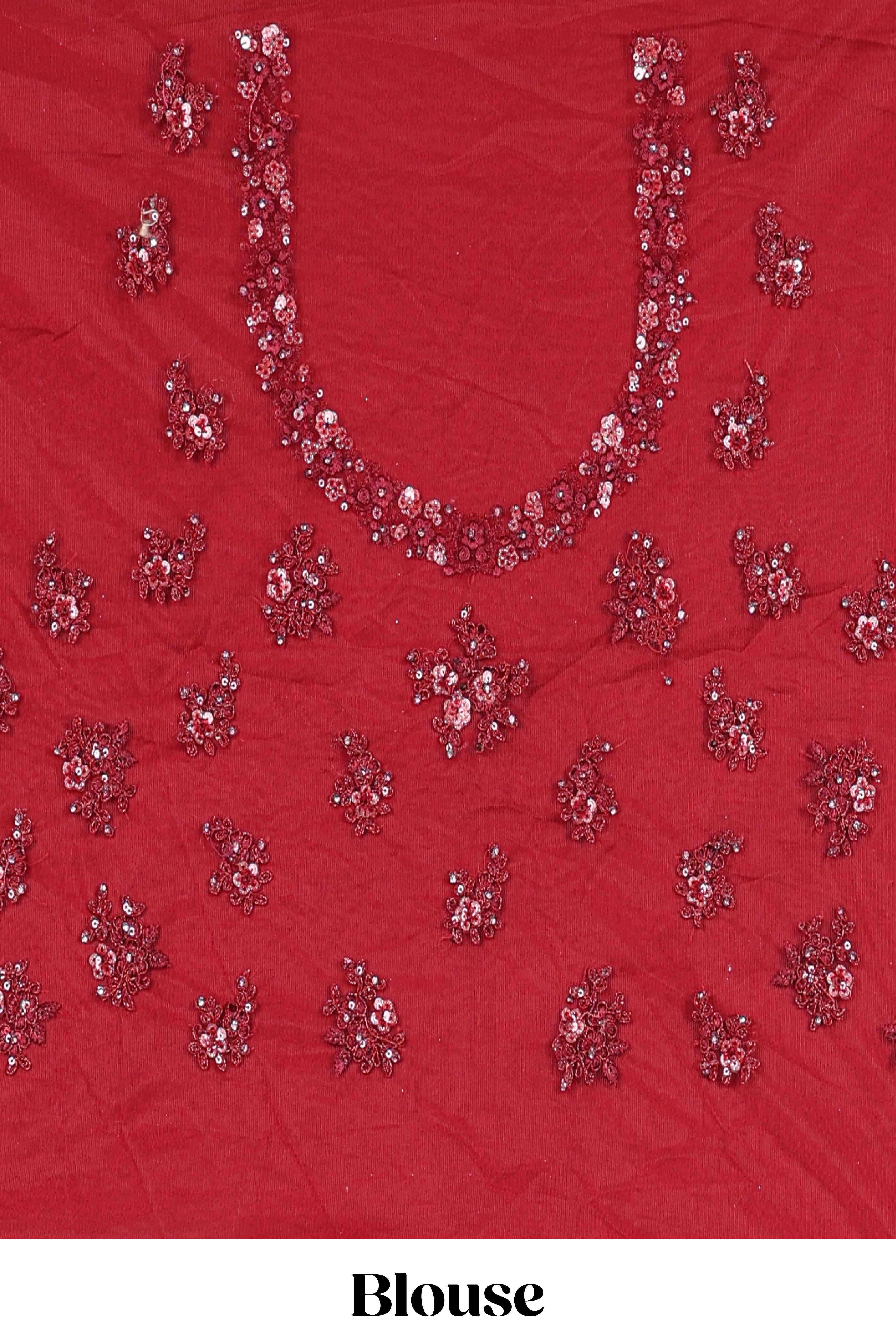 Beautiful net lehenga adorned with intricate embroidery Paired with a matching net shawl perfect for weddings and special occasions