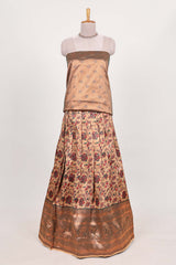 Green tissue lehenga featuring intricate thread weaving details with a beautiful contrast border Paired with a brocadeshawl