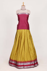 Mustard yellow silk cotton lehenga with a rich maroon shawl with a traditional silver zari woven border and contrast blouse