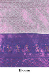 Rich royal purple tissue lehenga featuring intricate thread weaving details with a beautiful contrast border Paired with a brocadeshawl