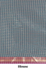 Maroon and Grey Chettinad Art Cotton Half Saree with Gold Zari Checks Traditional Border and Elegant Woven Detailing Shawl with a Waist Belt