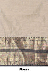 Beige Colour Cotton Half Saree with Gold Zari Border Traditional Embroidery and ElegantDetailing