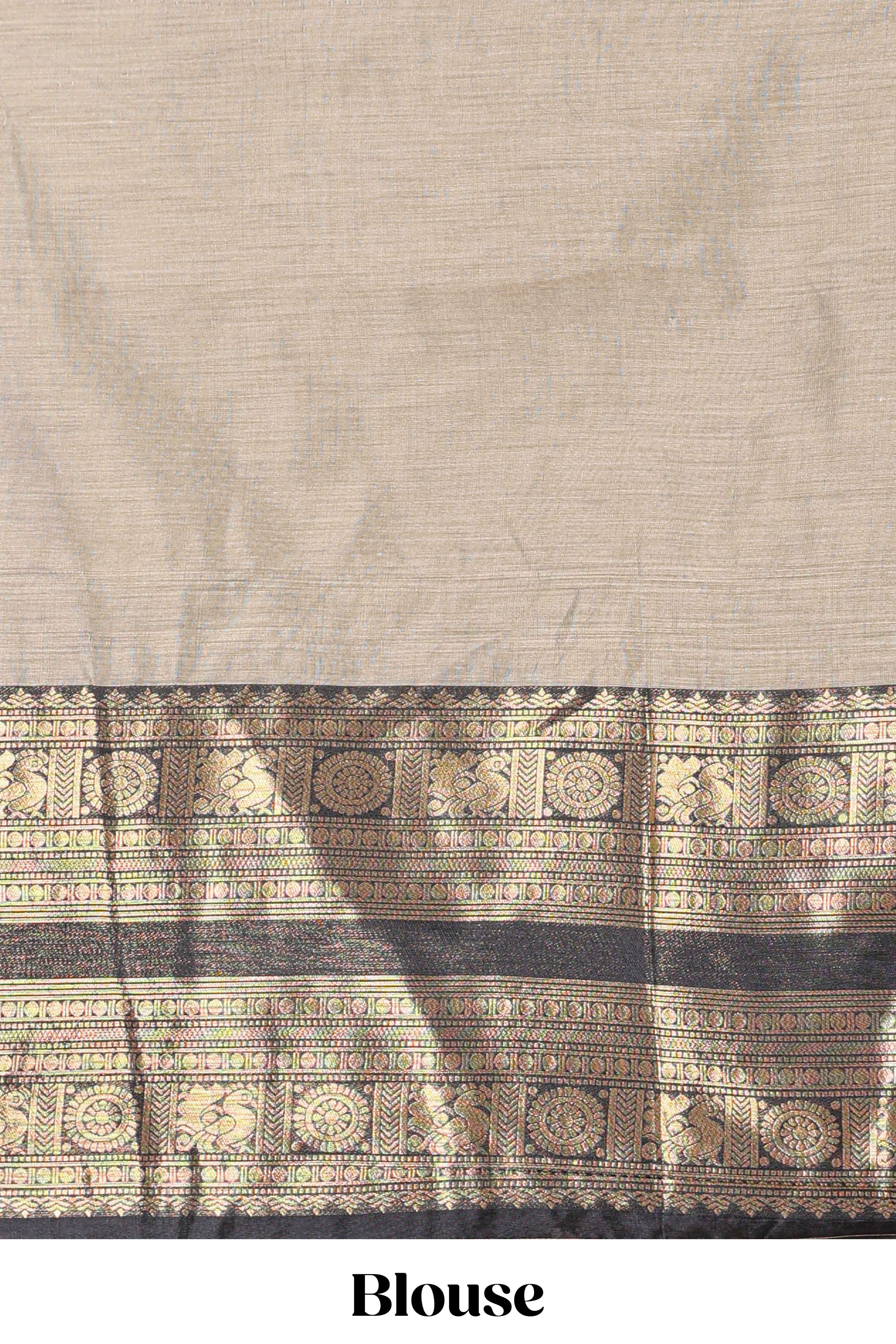 Beige Colour Cotton Half Saree with Gold Zari Border Traditional Embroidery and ElegantDetailing