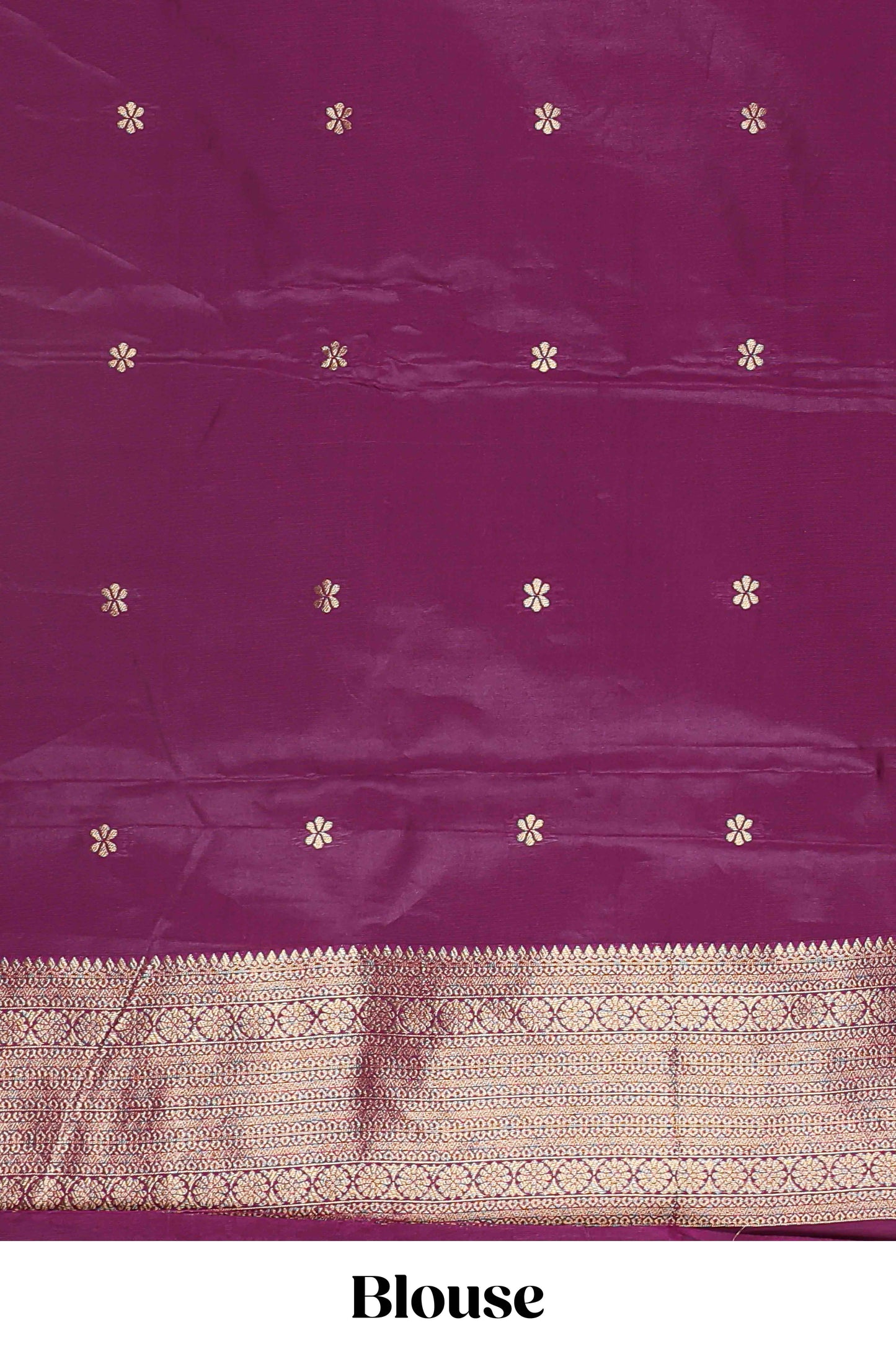 Cream zari checked art litchi silk saree with contrast border and floral zari butta blouse