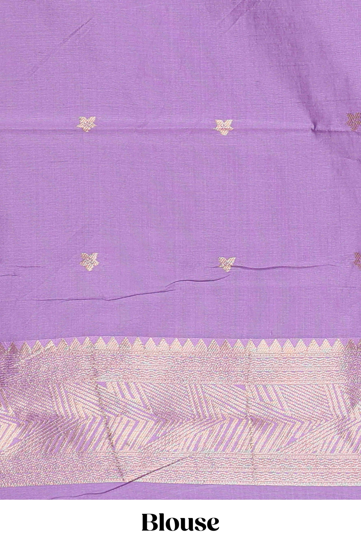 Purple checked geometric design litchi silk saree with contrast zari border and blouse