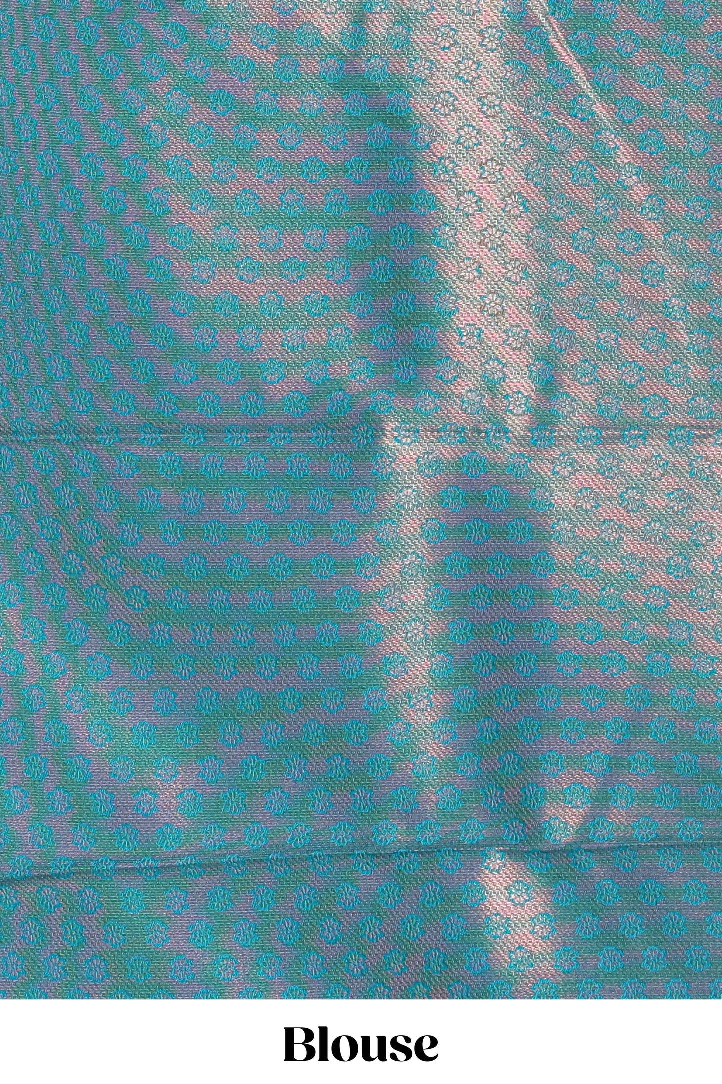Pink zari textured litchi silk saree with contrast zari border and floral motifs blouse