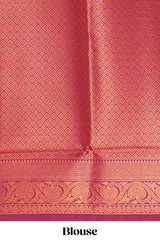 Lavender floral design zari motifs litchi silk saree with contrast zari border and blouse