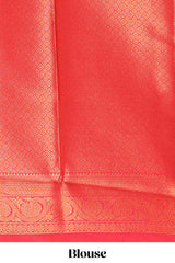 Sandal floral design zari motifs litchi silk saree with contrast zari border and blouse