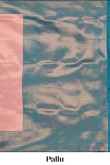 Pink small zari checked design litchi silk saree with contrast zari border and blouse