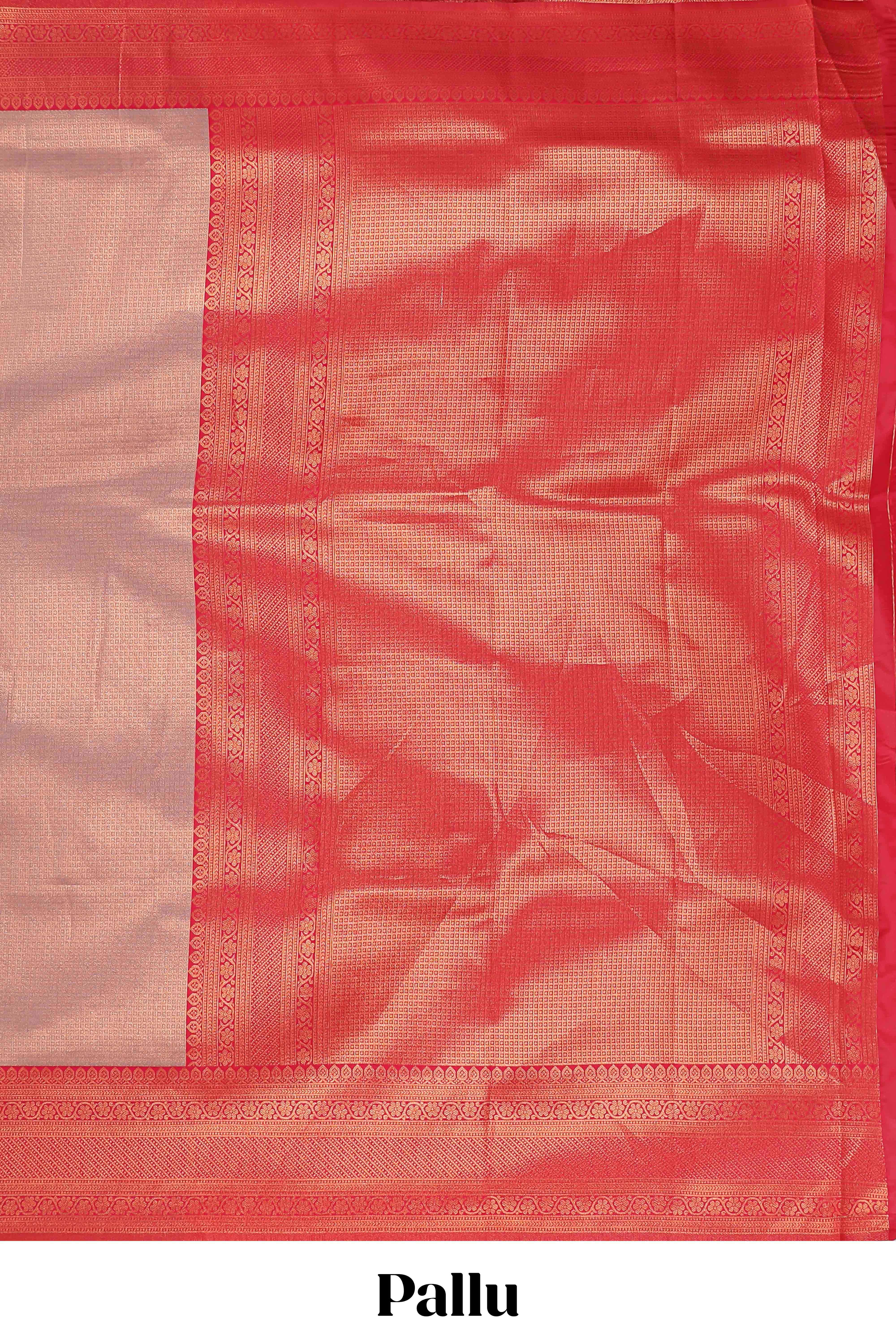 Peach small zari checked design litchi silk saree with contrast zari border and blouse