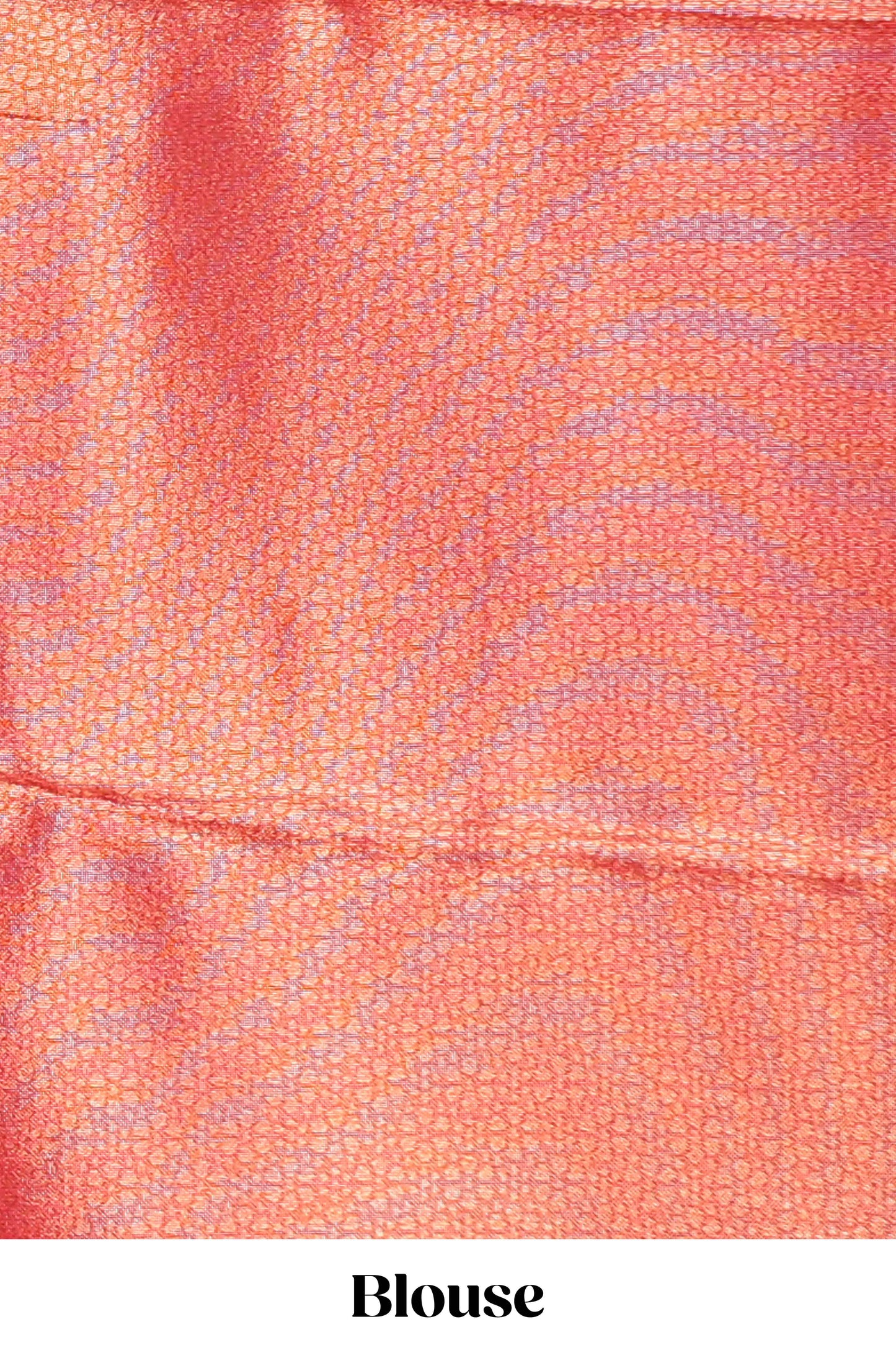 Peach small zari checked design litchi silk saree with contrast zari border and blouse