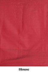 Orange striped floral zari design litchi silk saree with contrast zari design border and plain blouse