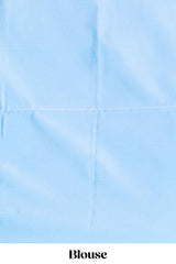 Blue zari motifs design litchi silk saree with contrast zari design border and plain blouse