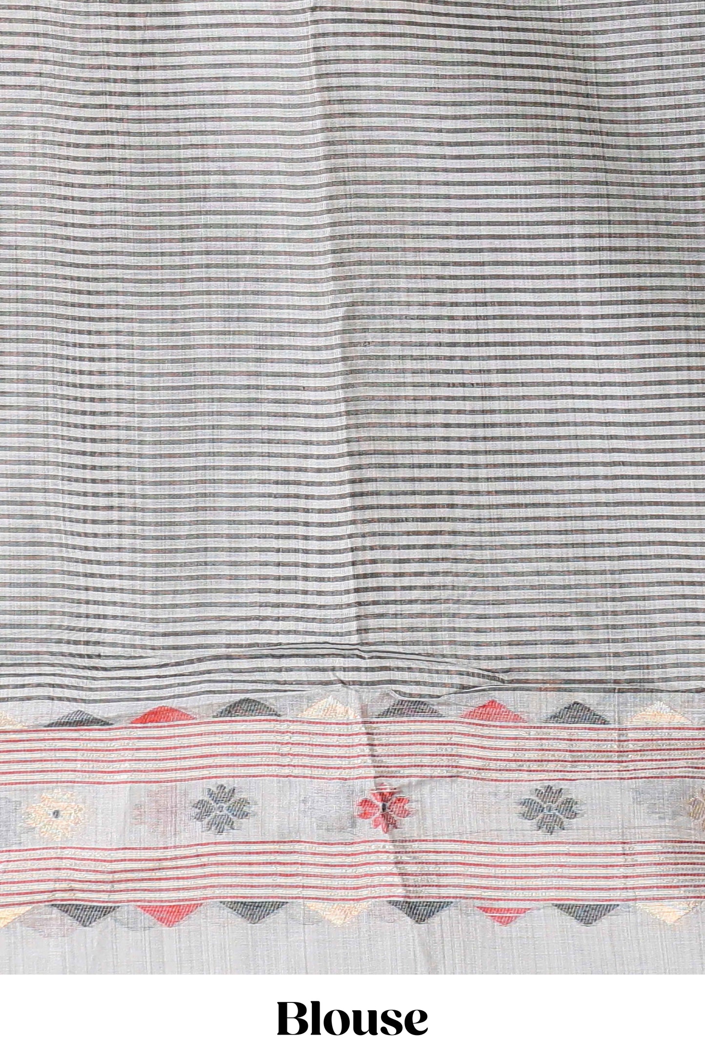 Grey floral motifs munga cotton saree with self border matching blouse