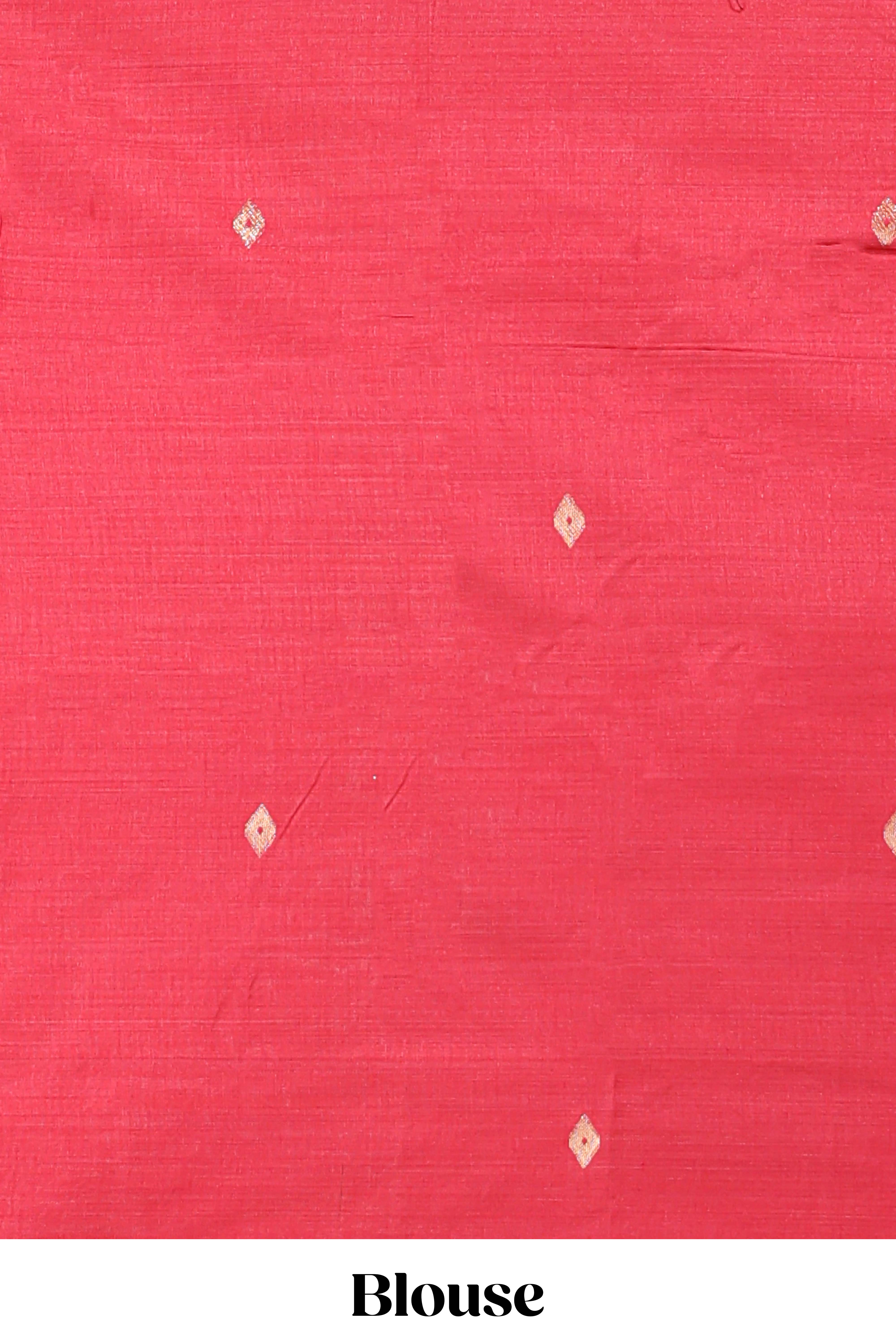 pink munga cotton floral thread motifs thread weaving border with floral jaal thread zari pallu and contrast small butta blouse