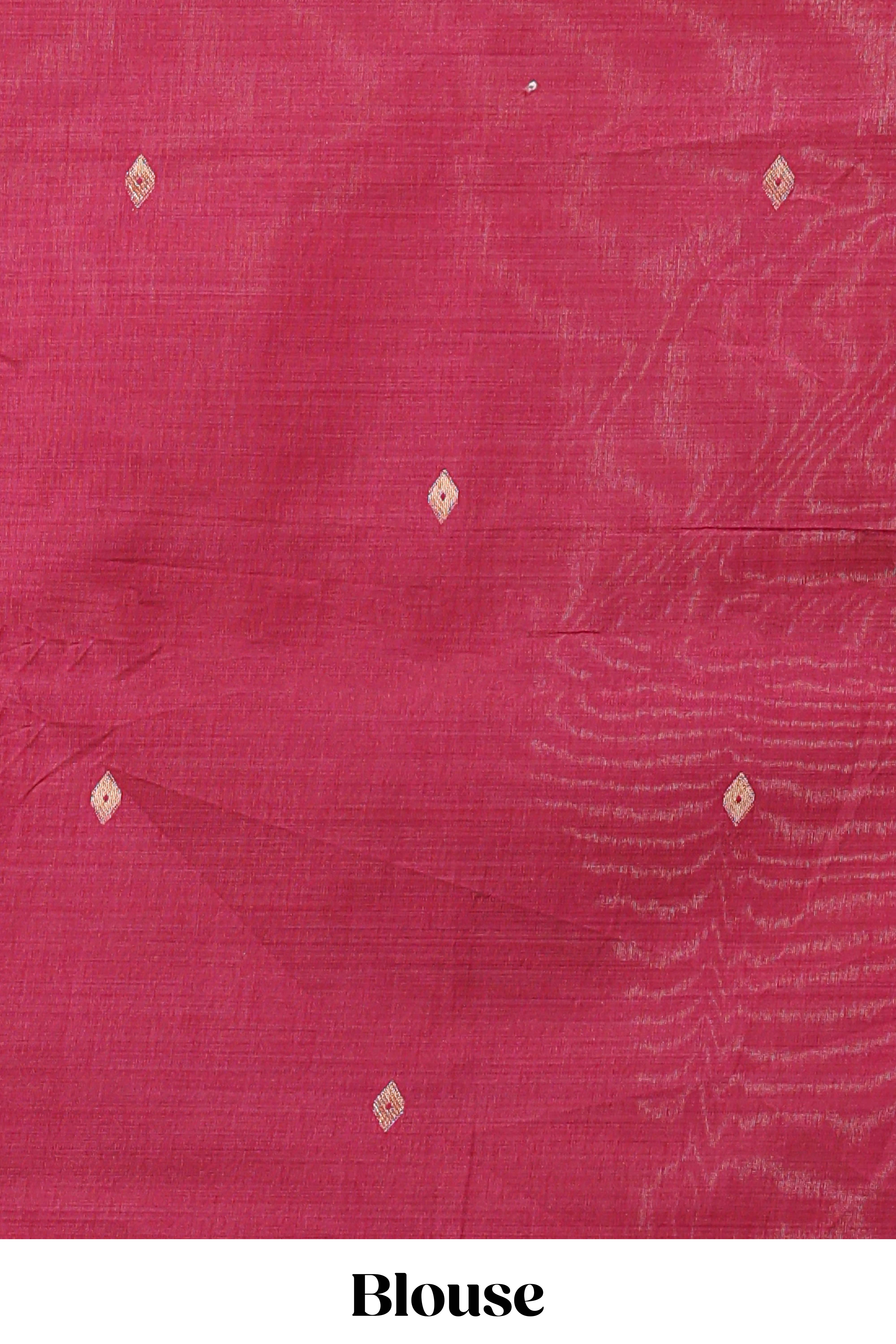 Magenta munga cotton floral thread motifs thread weaving border with floral jaal thread zari pallu and contrast small butta blouse