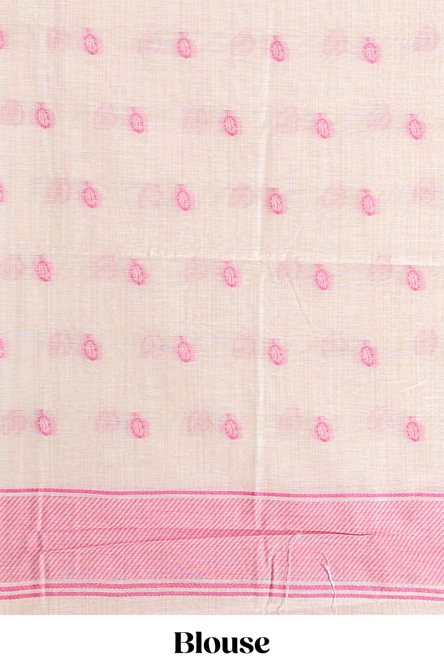 Pink floral print munga cotton saree with matching floral print pallu along with tassles