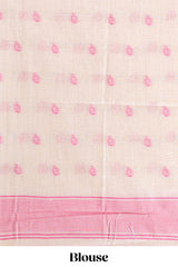 Pink floral printmunga cotton sareewith matching floral print pallu along with tassles