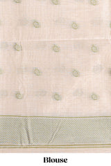 Pastel green floral printmunga cotton sareewith matching floral print pallu along with tassles