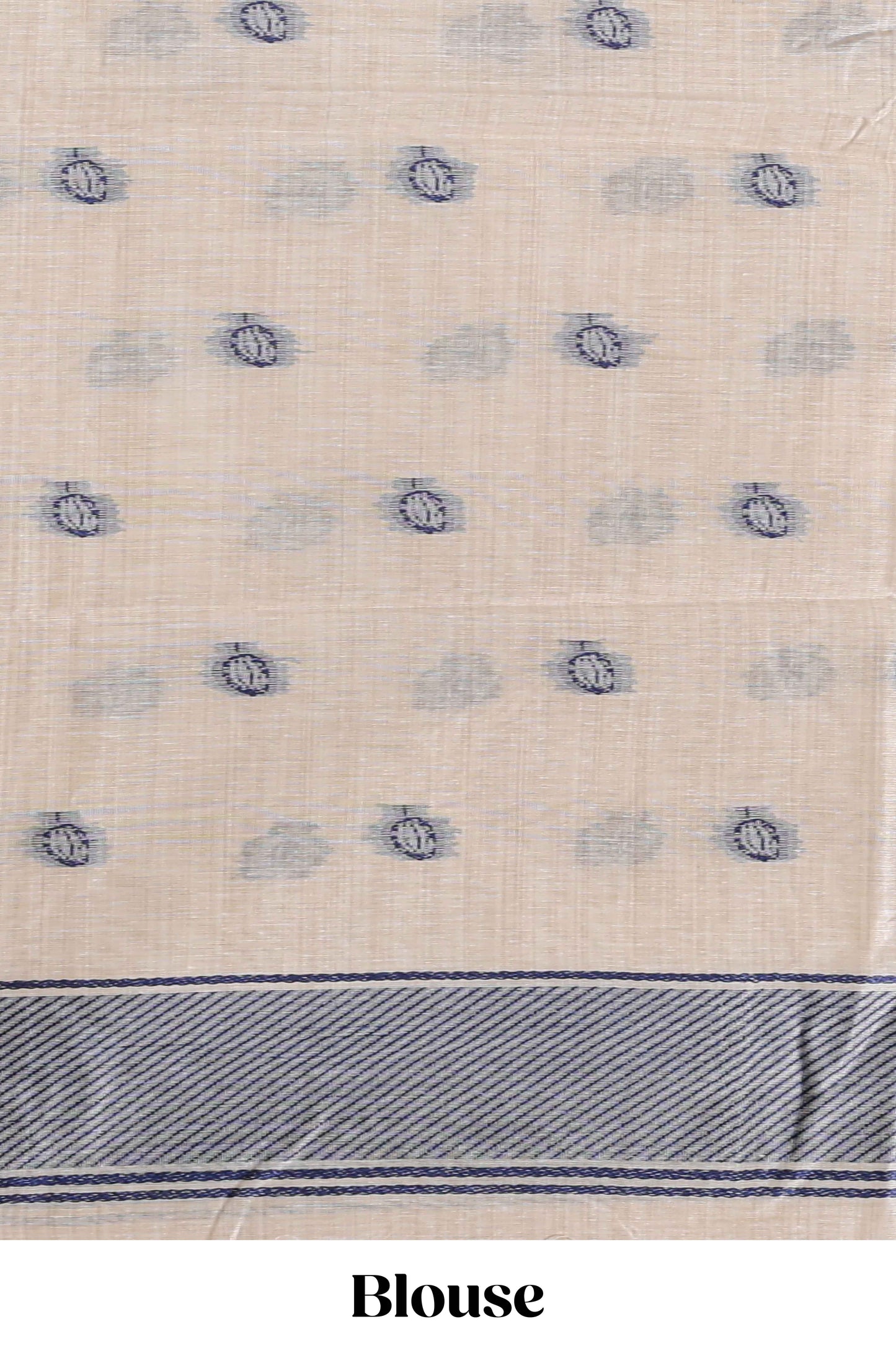 Navy blue floral print munga cotton saree with matching floral print pallu along with tassles