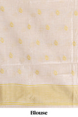 Powder yellow floral printmunga cotton sareewith matching floral print pallu along with tassles