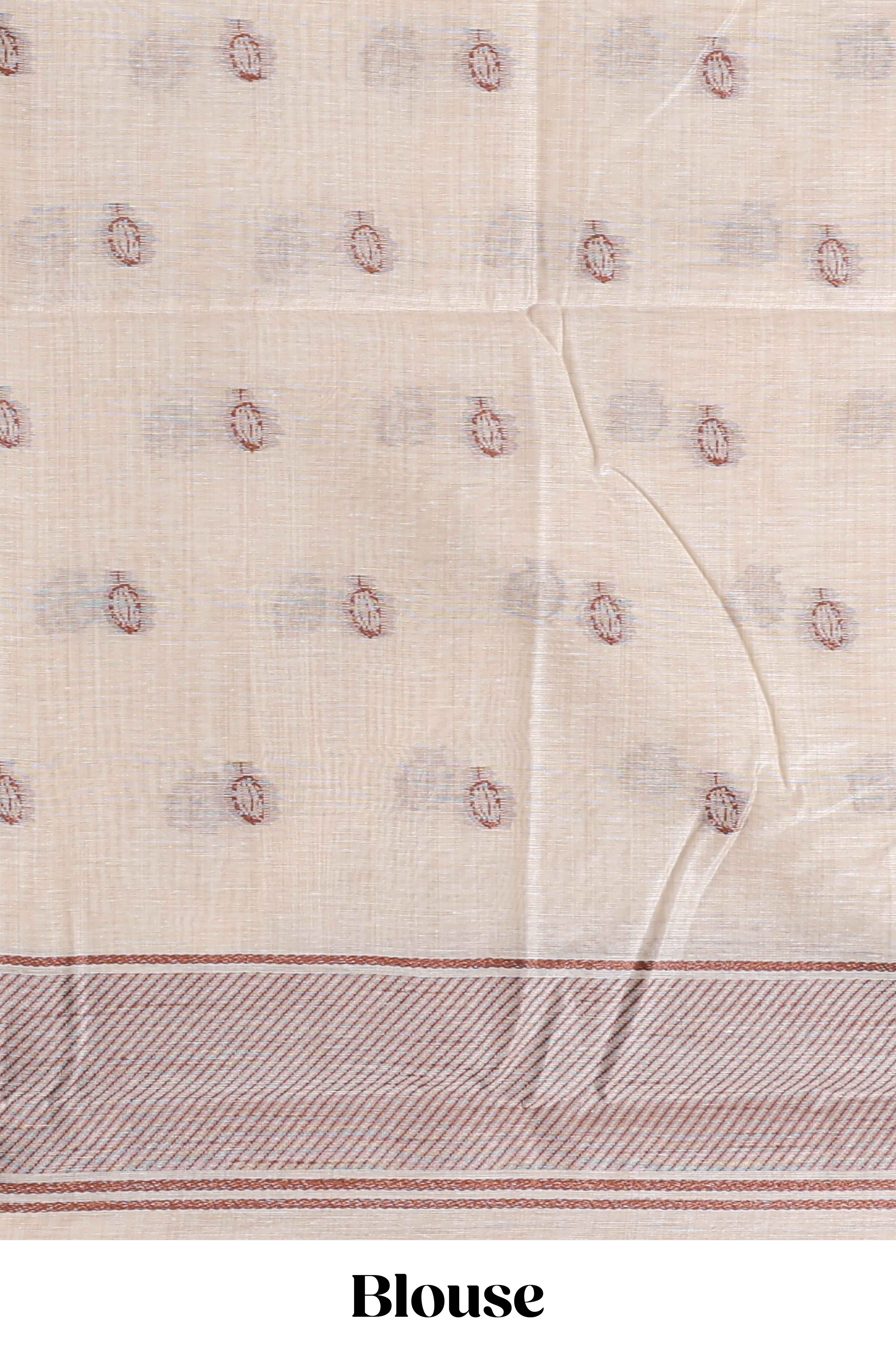 Brown floral printmunga cotton sareewith matching floral print pallu along with tassles