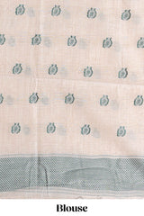 Green floral printmunga cotton sareewith matching floral print pallu along with tassles