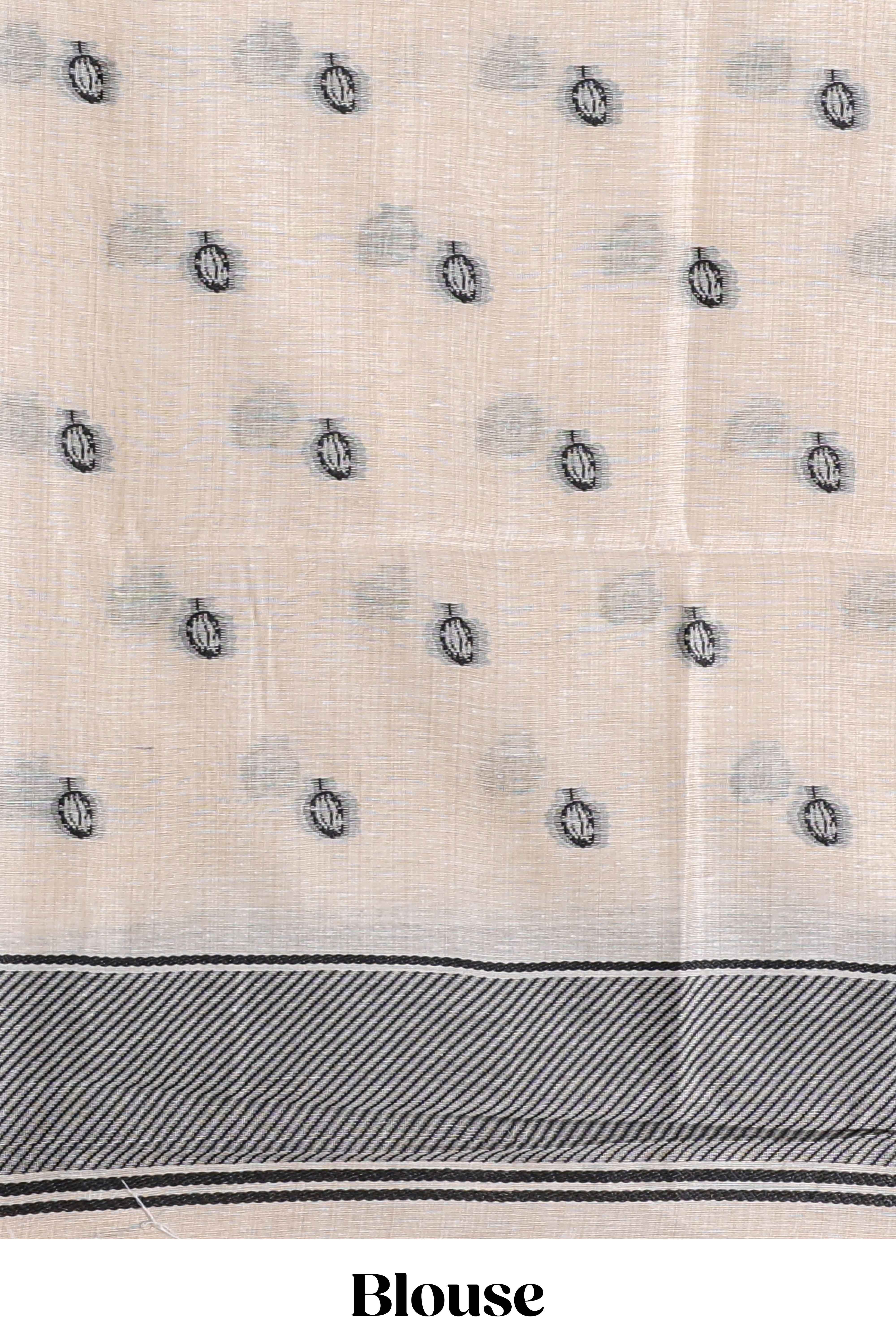 Black floral printmunga cotton sareewith matching floral print pallu along with tassles