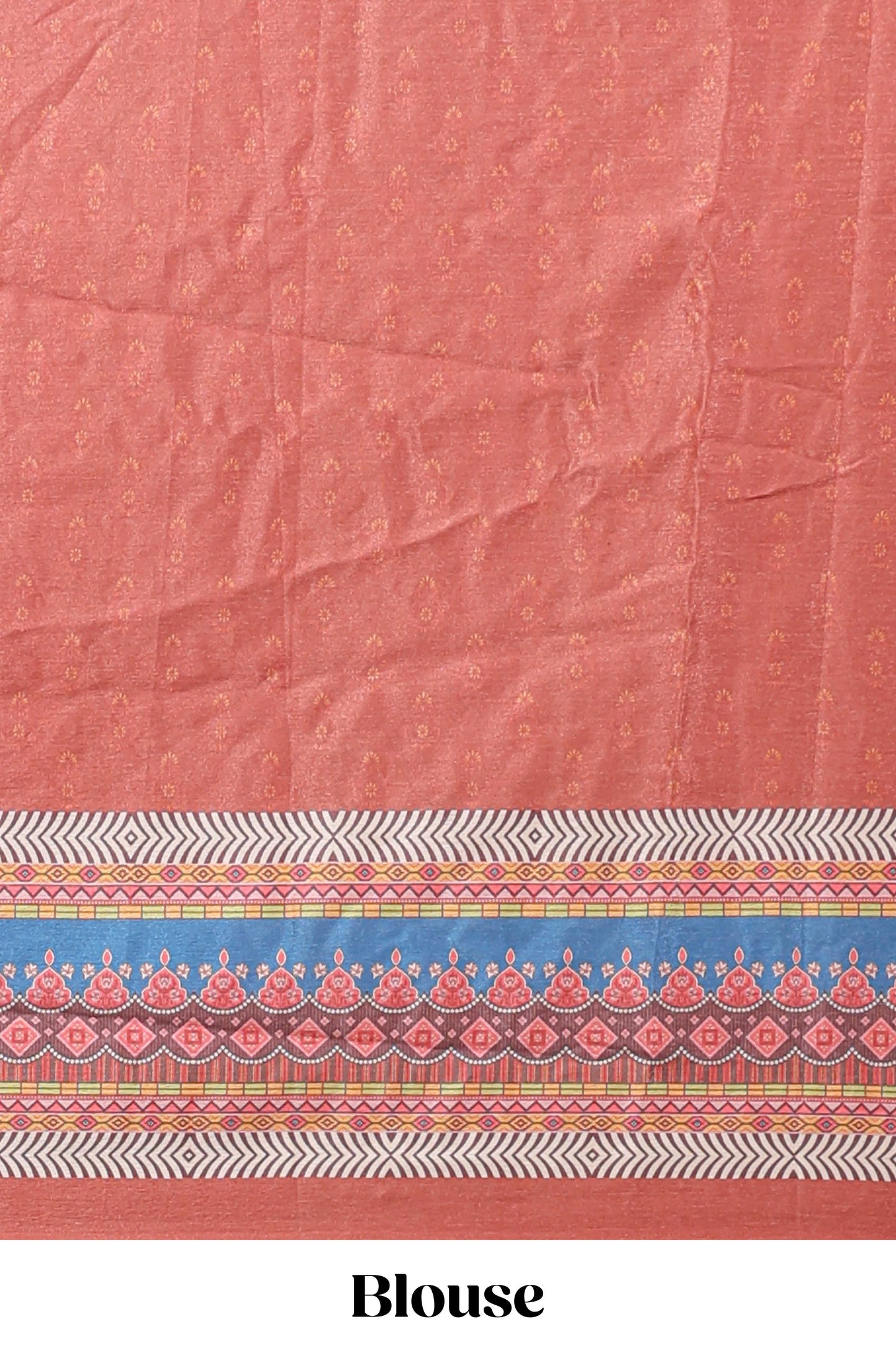 Brick red floral design mirror work masakali saree with self border and matching blouse