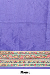 Violet floral design mirror work masakali saree with self border and matching blouse