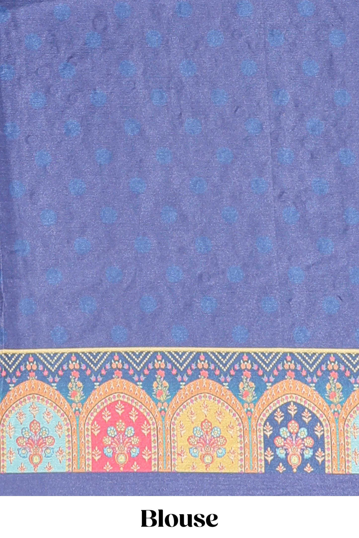 Dark blue floral design mirror work masakali saree with self border and matching blouse