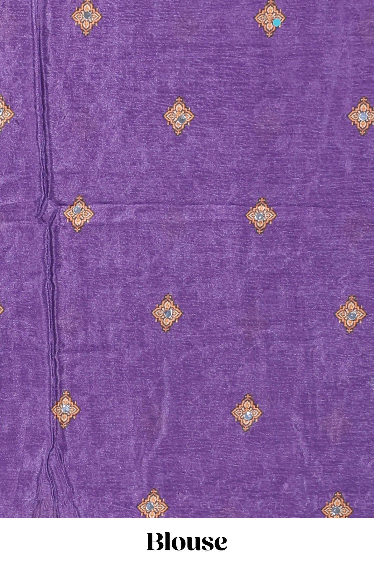 Orange floral design mirror work masakali saree with self border and contrast motifs blouse