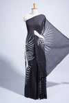 Borderless black leaf design mul mul cotton saree with matching blouse