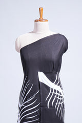 Borderless black leaf design mul mul cotton saree with matching blouse