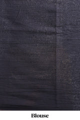 Borderless black leaf design mul mul cotton saree with matching blouse