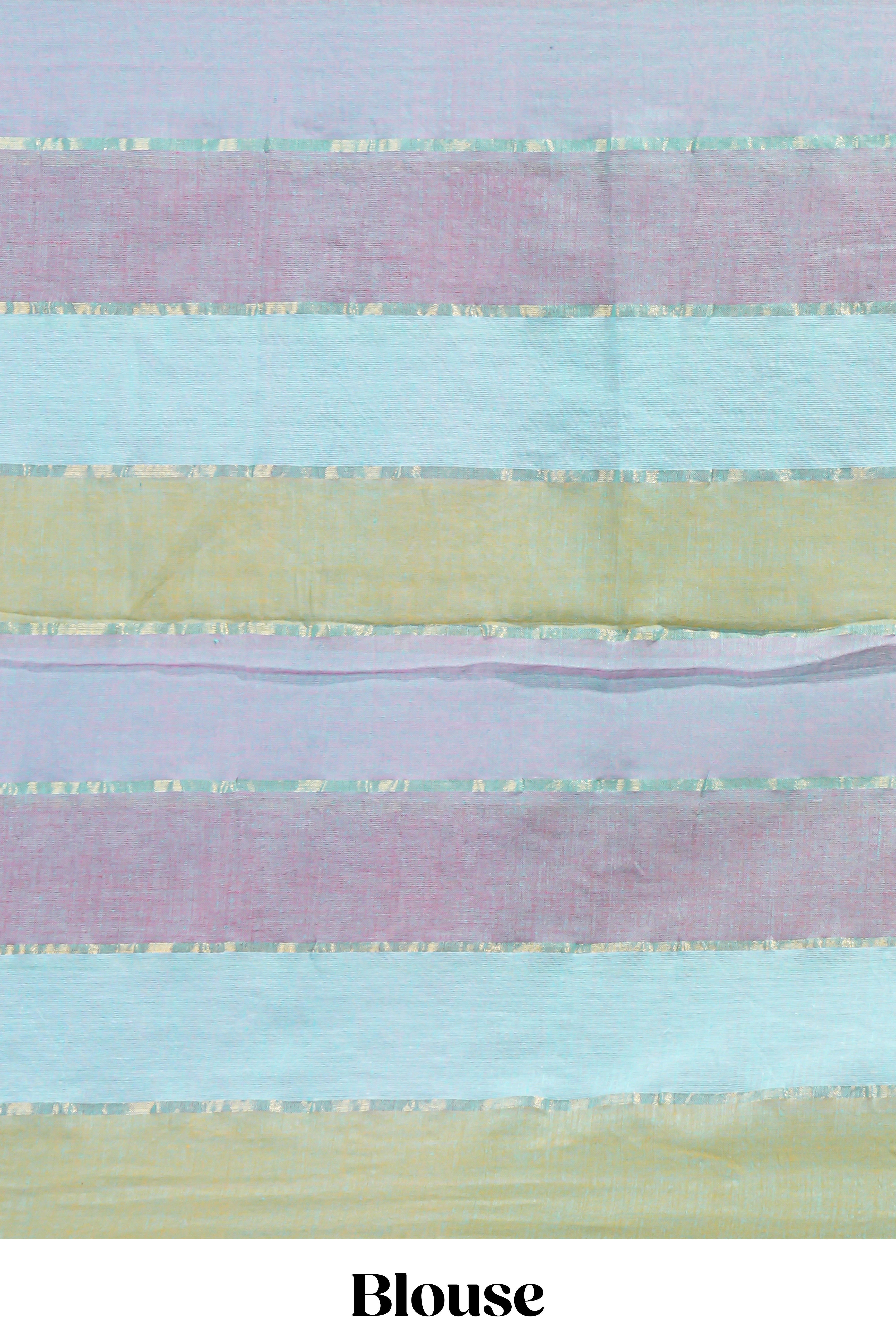 Multi color striped mul mul cotton saree with self zari border and matching blouse
