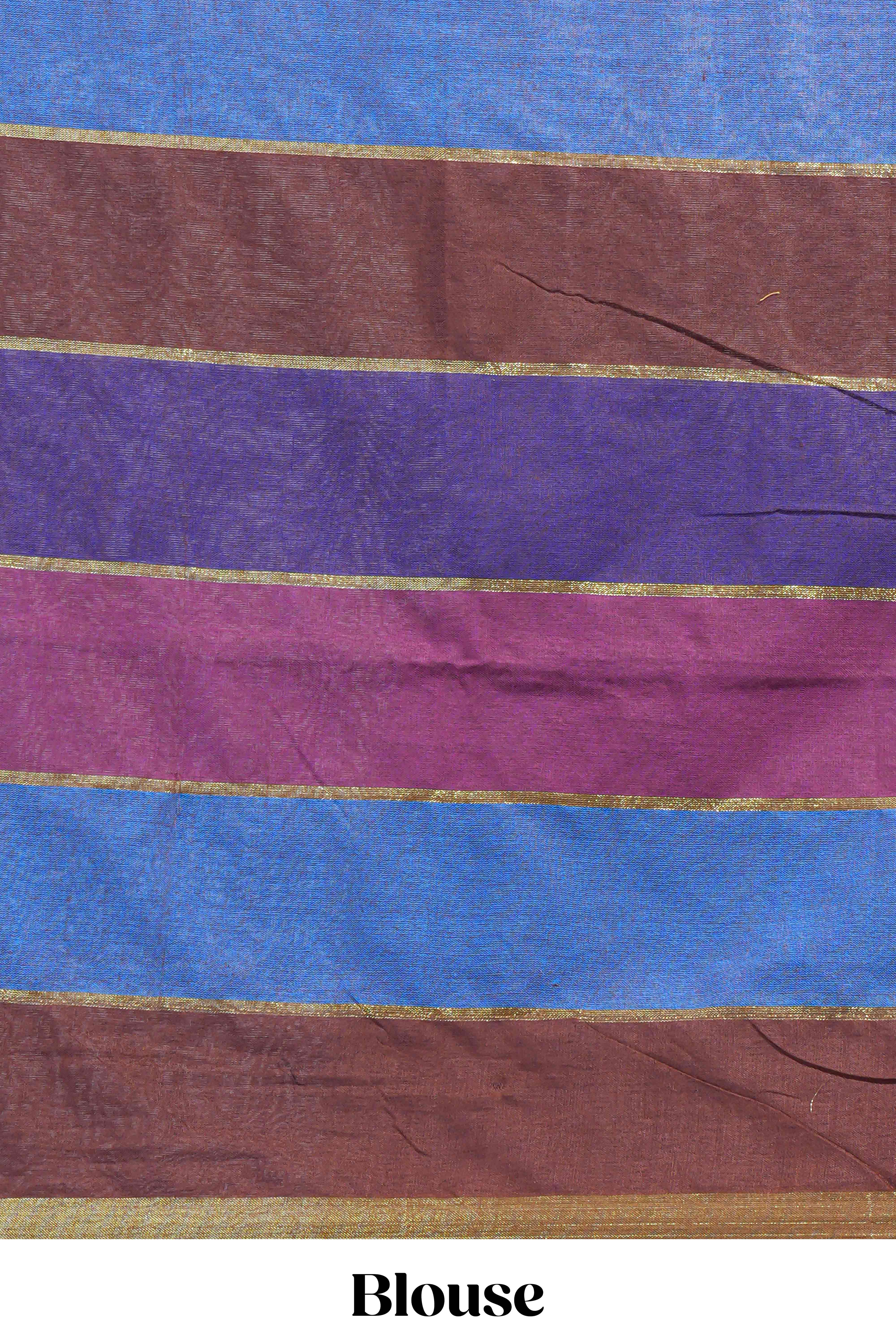 Multi color striped mul mul cotton saree with self zari border and matching blouse