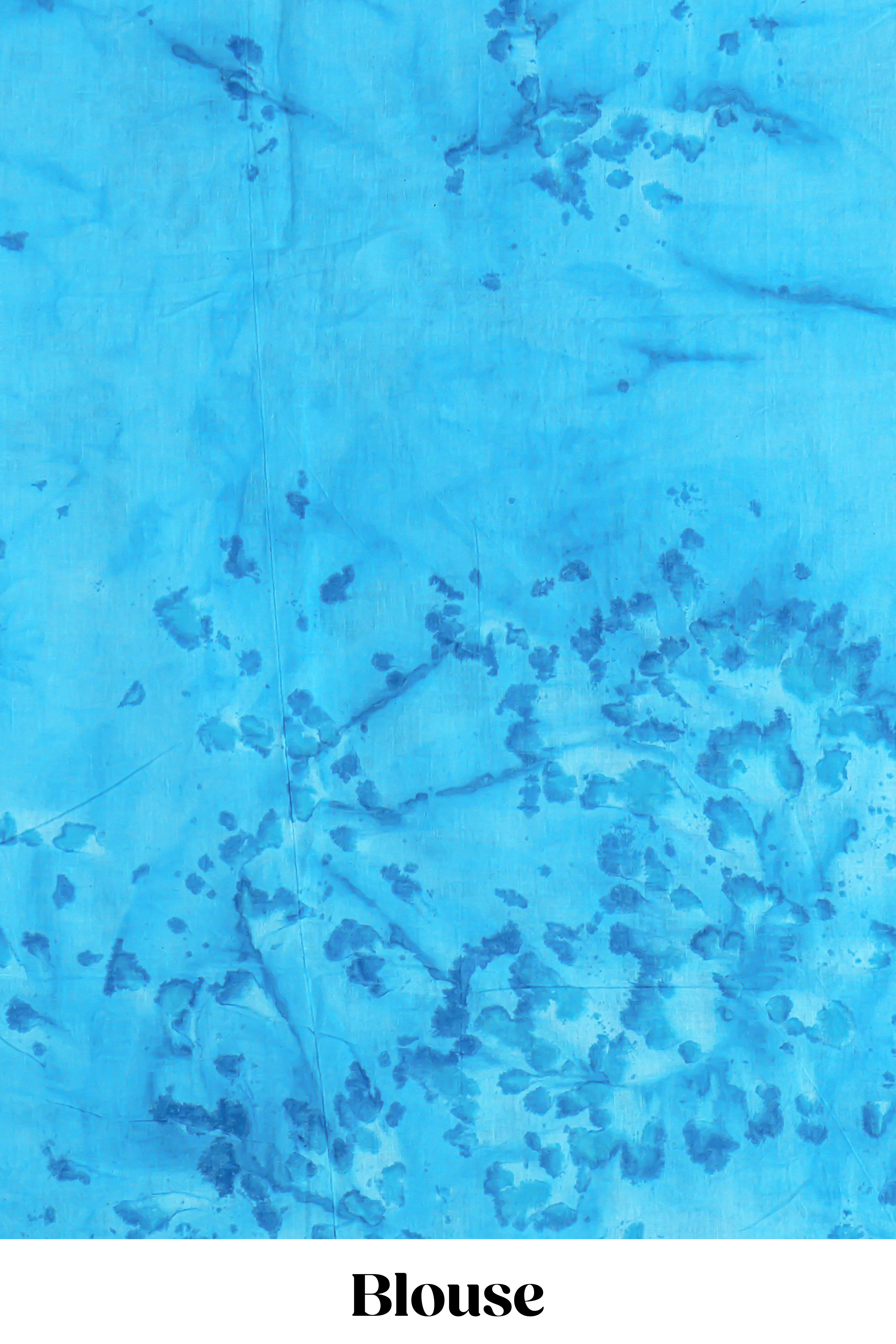 Borderless blue floral motifs design mul mul cotton saree with self pallu