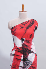 Borderless red shibori design mul mul cotton saree with self pallu